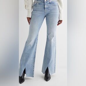 Express Sky Blue Women's 70’s Flare Up Jeans (flares have frayed from washing)